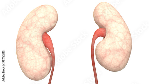 Human Internal Organ of Urinary System Kidneys Anatomy X-ray 3D rendering