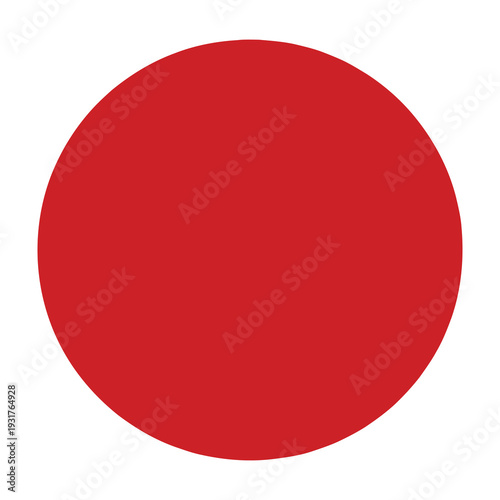 Bright red circle centered on a clean white background for bold design