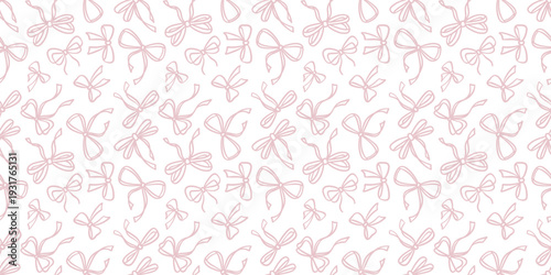 Pastel pink scattered bow print, cute girly seamless pattern background