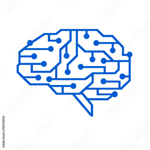 Cerebro digital en azul cobalto