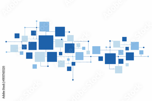 Red de bloques tecnológicos en azul