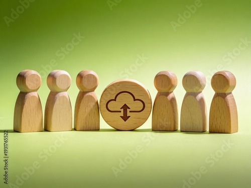 WoodenFiguresSurroundCloudSymbol