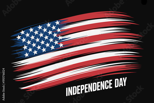 American flag brush stroke Independence Day celebration symbol  patriotism and freedom