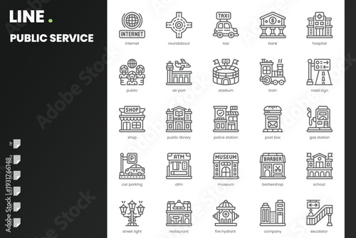 Public Service Icon pack for your website, mobile, presentation, and logo design. Public Service Icon solid design. Vector graphics illustration and editable stroke.