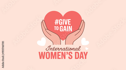 International Womens Day celebration with heart and hands giving support