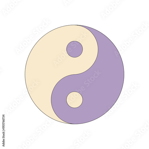 Purple and beige yin yang symbol on transparent background