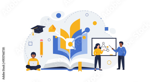 Modern Education Concept: Digital Learning, Mentorship, and Knowledge Transfer. Students and Teachers Studying.