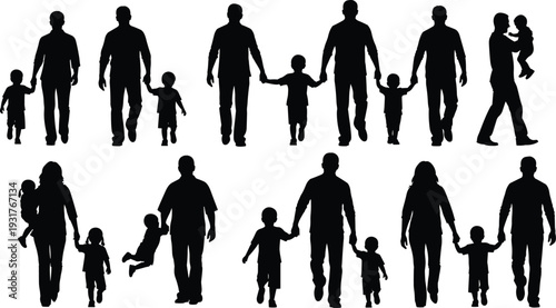 Male silhouettes collection, professional casual attire occupation vector illustration, fashion lifestyle artwork design graphic - flat vector illustration