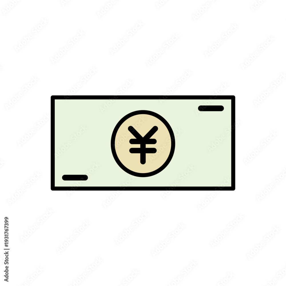 Obraz premium シンプルマネーアイコンシリーズ:お札(カラー)アイコン