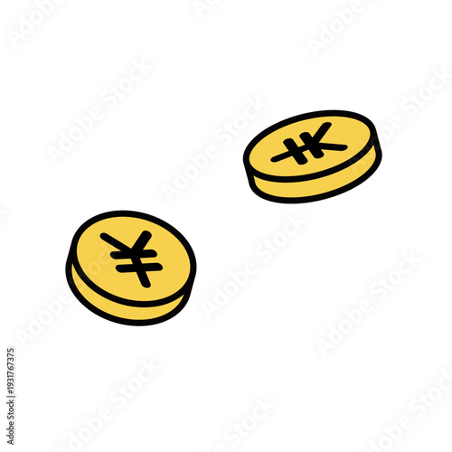 シンプルマネーアイコンシリーズ：円コイン（複数）アイコン
