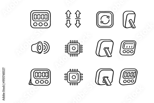 Incremental vector assistant window unit time timer digital minimal kitchen timing icon