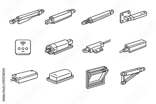 Electronics minimalist window vector smart rod icon opener sensor arm rectangular mechanical