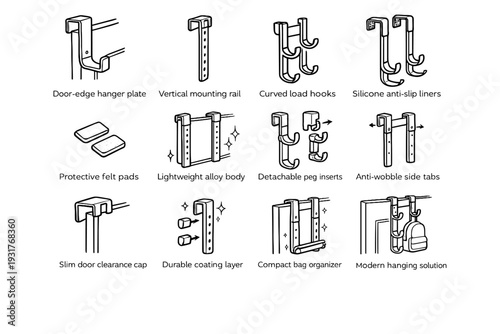 Pads alloy vector modern hanging liners solution door icon detachable bag over