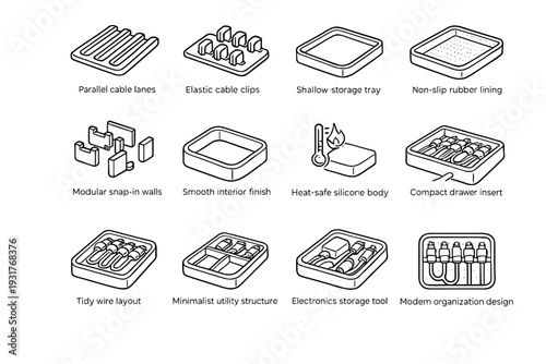 Vector finish storage icon lining tool drawer organization tidy icons elastic insert