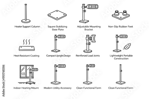 Reinforced heater utility plate portable icon stabilizing simple mount vector adjustable