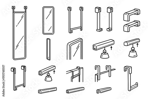 Vector solution icon door rail mounting over panel mirror mounted slim lightweight