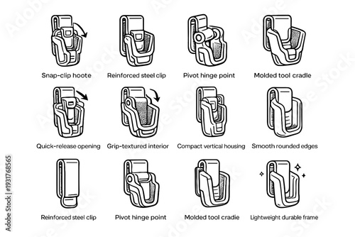 Clip icon carrier smooth holster vector frame modern style accessory molded tool