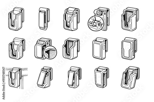 Build icon vector tool holster reinforced texture functional arm shell hinge icons