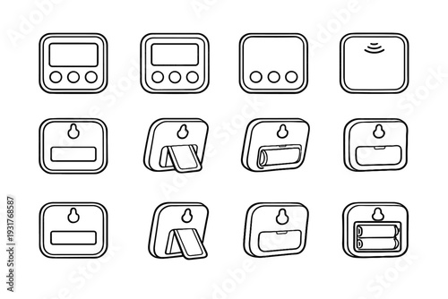 Electronic timer alert stand icon modern vector outline magnetic panel digital battery