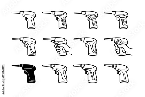 Vector air duster form balanced profile icon design cordless zone comfortable