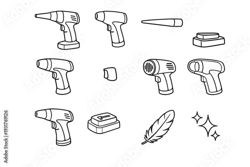 Duster vents cleaning device shell cordless balanced body icon vector single lightweight