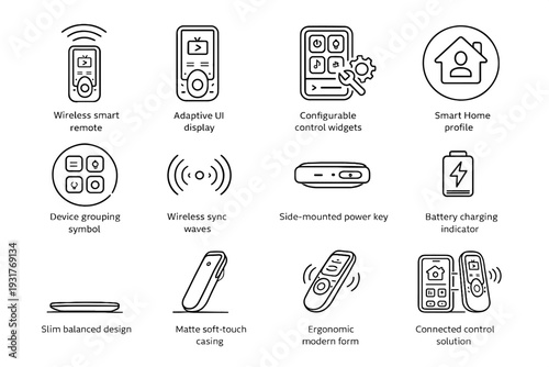 Key vector icon form wireless smart ergonomic battery indicator remote slim matte