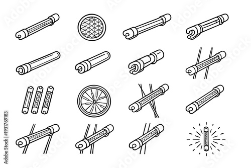 Vector spoke precise bike reflector tool material safety outline icon form transparent