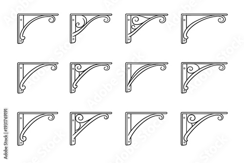 Bend outline finish balanced wall functional vector bracket icons icon shelf silhouette