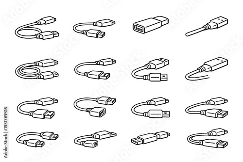 Strain vector icon compact shells simple design reinforced usb extension cord icons