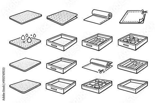 Geometry functional interior organization kitchen insert icon fit material vector drawer clean