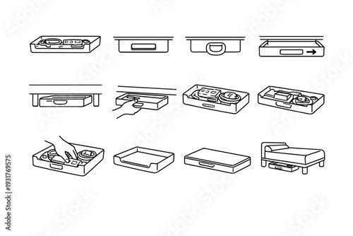 Icon access precise under silhouette bed vector handle design organizer style opening