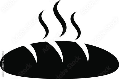 Freshly Baked Hot Bread Loaf Silhouette Vector Icon Isolated on White Background for Bakery Menu Logo Design Food Industry Branding and Breakfast Illustration