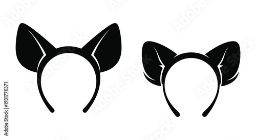 Two pairs of black cat ears headbands are displayed against a white background a striking silhouette high quality professional detailed modern