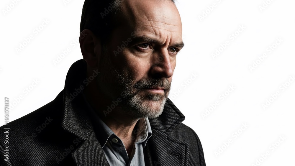 Obraz premium Mature Man with Beard and Leather Jacket.