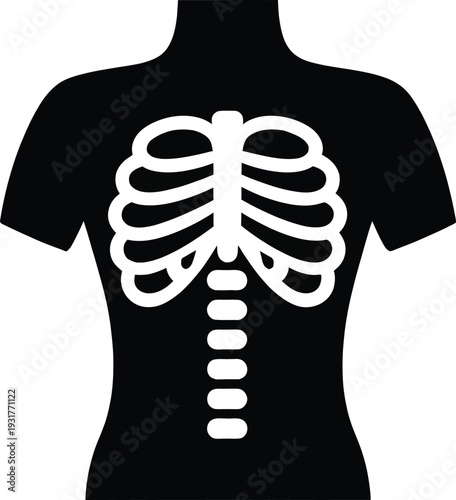 Black t shirt with white ribcage design