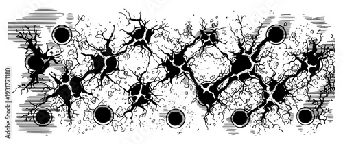 Abstract neuron network cells biological connection pattern