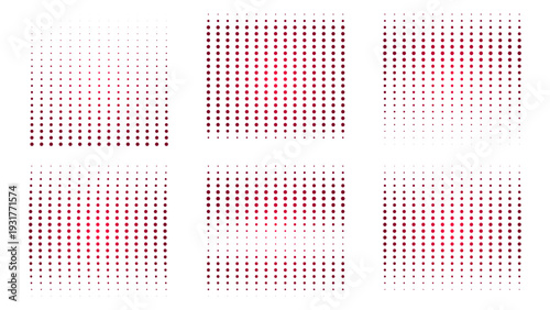 Abstract magenta halftone dot gradient set, Vector halftone circle pattern collection packVector halftone circle pattern collection pack, Modern minimalist pink dot grid transitions, Geometric halfton