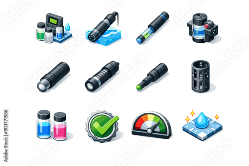 Turbidity icon sensor calibration multiparameter conductivity water thermistor quality vector icons dissolved