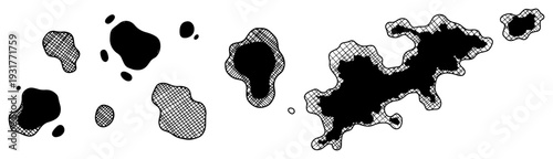 Abstract vintage hand drawn inkblot and organic shapes collection