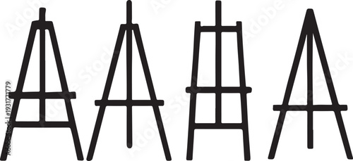 Easels in flat style silhouette vector.