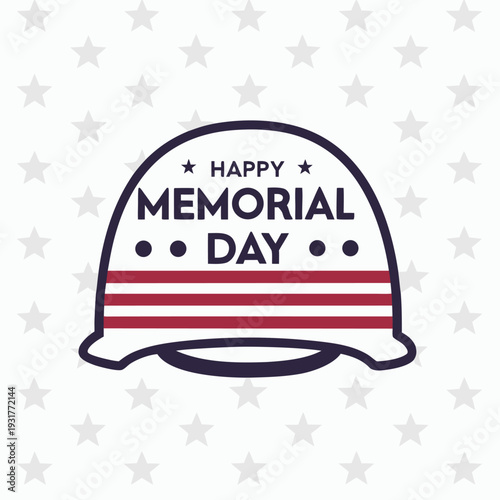 A patriotic graphic featuring a military helmet and stars celebrating memorial day in the usa