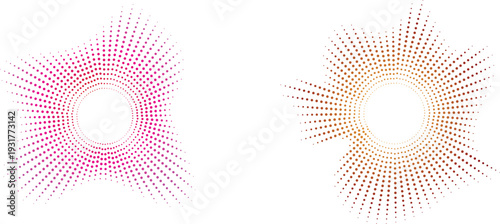 Abstract Radial Sound Wave with Neon Gradient Dotted Lines.