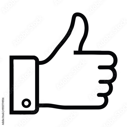 Minimalist black and white hand giving a thumbs up gesture with subtle button detail on sleeve for approval and success concepts in modern design projects