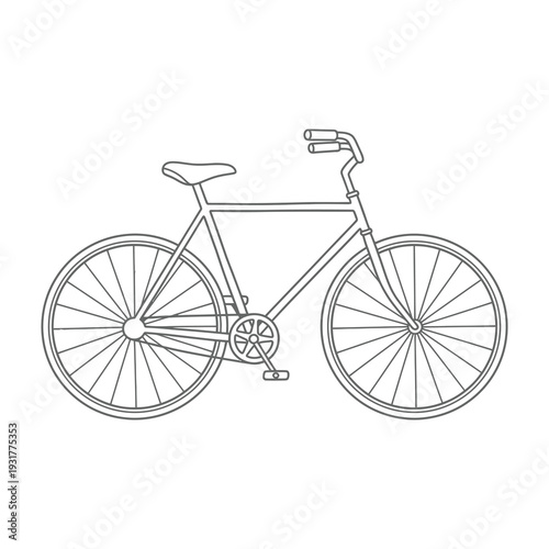 Minimalist bicycle sketch featuring intricate line art two large wheels handlebars and a seat in a clean isolated design