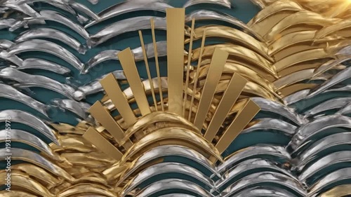 Abstract Golden Sunburst Waves Background - Luxury Metallic Ripple Pattern