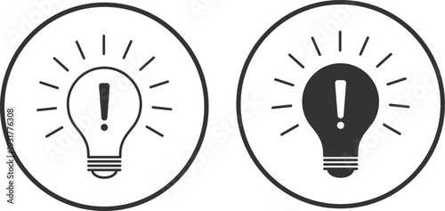 Bright idea concept with glowing lightbulb icons