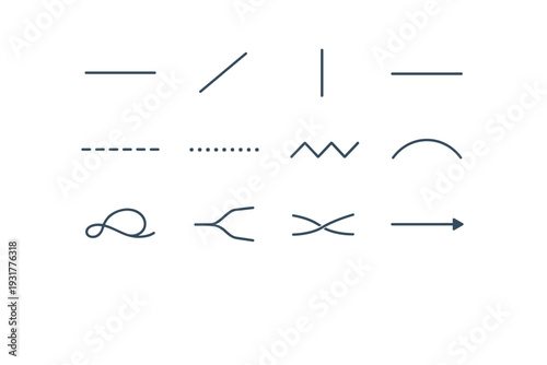 Simple icon line straight primitive generation image vector merge curved diagonal vertical