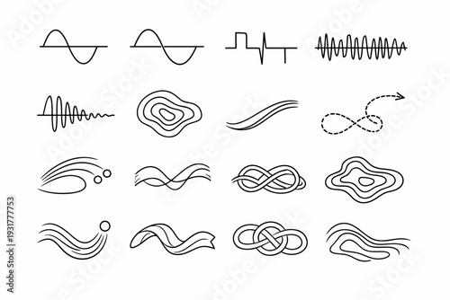 Simple vector wave generation frequency knot ribbon curve image motion path icon