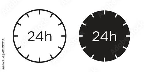 24 Hrs icon set. Linear style. Vector icons