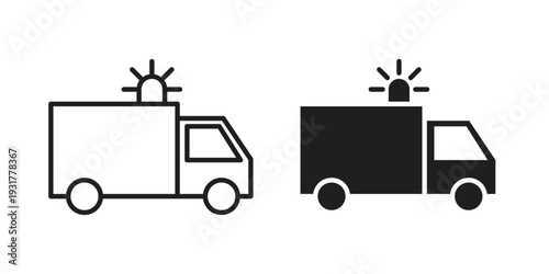 Ambulance icon set. Linear style. Vector icons